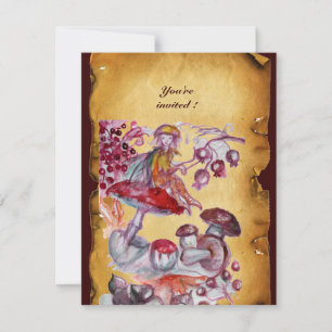 Invitación FOLETA MÁGICA DEL pergamino DE MUSHROOMS