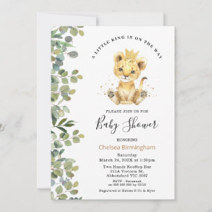 Invitación Foliag verde moderno Baby Lion Baby Shower