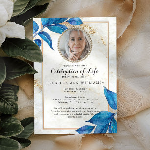 Invitación Foliage azul - Celebración de la vida por la foto 