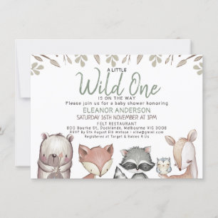 Invitación Foliage Baby Shower de animales silvestres de un b