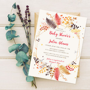 Invitación Foliage Baby Shower de Wildflower Forest Mushroom