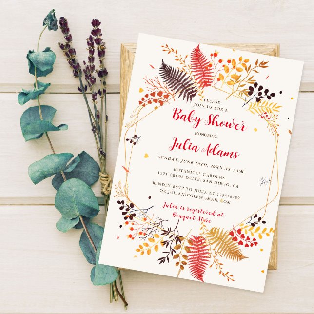Invitación Foliage Baby Shower de Wildflower Forest Mushroom (Subido por el creador)