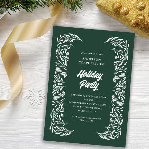 Invitación Foliage blanco del Partido de Festividad Corporati