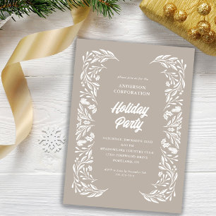 Invitación Foliage blanco del Partido de Festividad Corporati