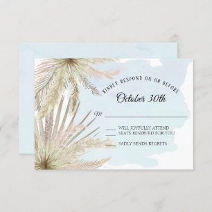 Invitación Foliage Blue Tropical Beach Boho Jungle Leaf
