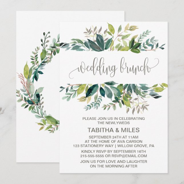 Invitación Foliage Boda Brunch (Anverso / Reverso)