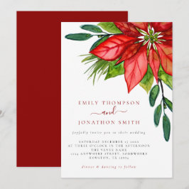 Invitación Foliage Boda Red Poinsettia Foliage