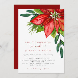 Invitación Foliage Boda Red Poinsettia Foliage