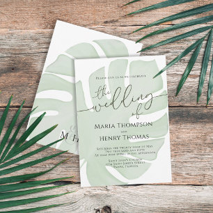 Invitación Foliage Boho Botánico Color de agua de hojas de pa