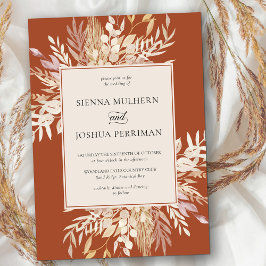 Invitación Foliage botánico Terracotta Cream Boda