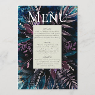 Invitación Foliage bouquet pintado de azul