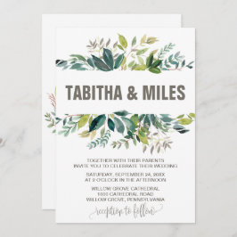 Invitación Foliage con Boda de lavado de la correa de monogra
