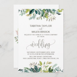 Invitación Foliage con Boda de lavado de la correa de monogra