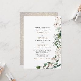 Invitación Foliage & Cotton Bride Padres Glam Boda