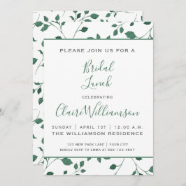 Invitación Foliage de acuarela verde rústico | Almuerzo nupci