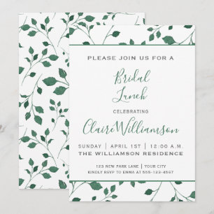 Invitación Foliage de acuarela verde rústico Almuerzo nupci