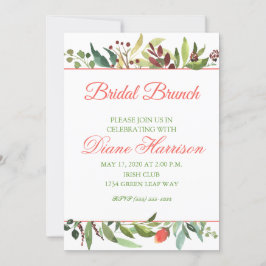 Invitación Foliage de acuarela y borde de Rosa