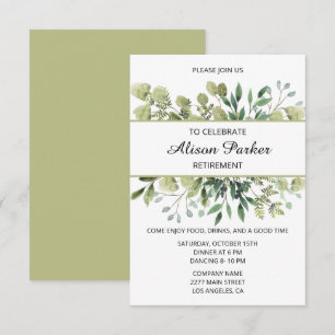 Invitación Foliage de color de agua verde