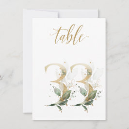 Invitación Foliage de color de agua verde y oro, número de ta