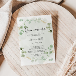 Invitación Foliage de Confetti Eucalyptus Quinceañera