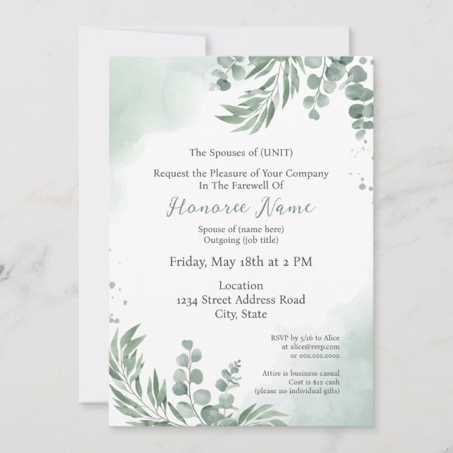 Invitación Foliage de descarga digital de despedida de cónyug (Anverso)