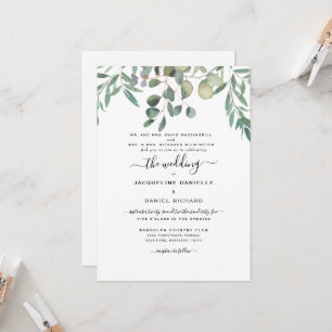 Invitación Foliage de Dreamy Eucalyptus Ambos Padres Enumeran