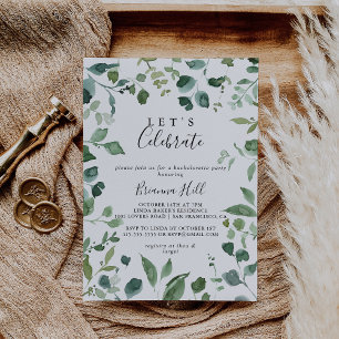 Invitación Foliage de escritura caligráfica celebremos al Fie