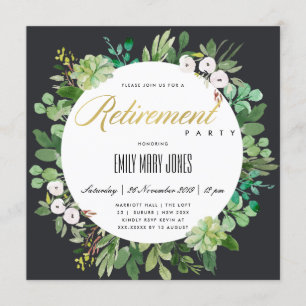 INVITACIÓN FOLIAGE DE EUCALIPTO NEGRO ACUARELA JUBILACIÓN