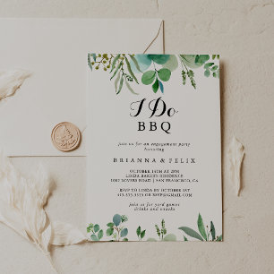 Invitación Foliage de Eucalyptus I Do BBQ Engagement Party