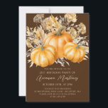 Invitación Foliage de la caída de la calabaza de boho rústico<br><div class="desc">Las elegantes calabazas naranjas acuáticas están enclavadas en una variedad de follajes y flores. Un fondo marrón oscuro y rico lo enmarca a la perfección. Perfecto para una celebración de otoño.</div>