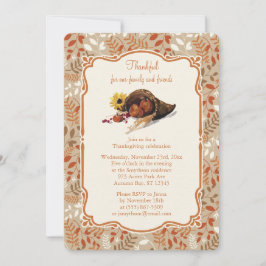 Invitación Foliage de la cosecha otoñal de Acción de Gracias