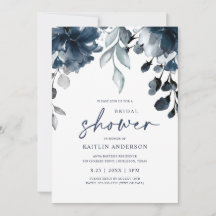 Foliage de la Marina Blue Bridal Shower Floral Gre