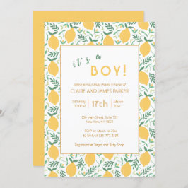 Invitación Foliage de limón amarillo | Bebé Boy Shower