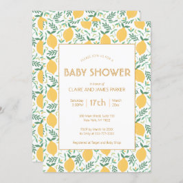 Invitación Foliage de limón amarillo lindo Baby Shower