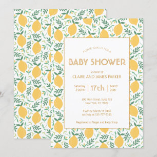 Invitación Foliage de limón amarillo lindo Baby Shower