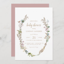 Foliage de mariposa Boho Wreath Baby Shower Invita