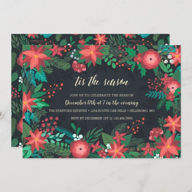 Invitación Foliage de navidades en fiesta de feriado de tempo (Anverso / Reverso)