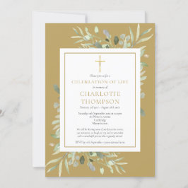 Invitación Foliage de oro Celebración cristiana del funeral d