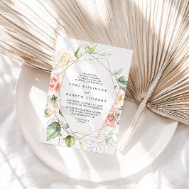 Invitación Foliage de oro geométrico Boda de diamante floral
