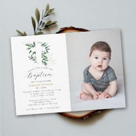 Invitación Foliage de oro verde bebe bebe bebebedor foto baut
