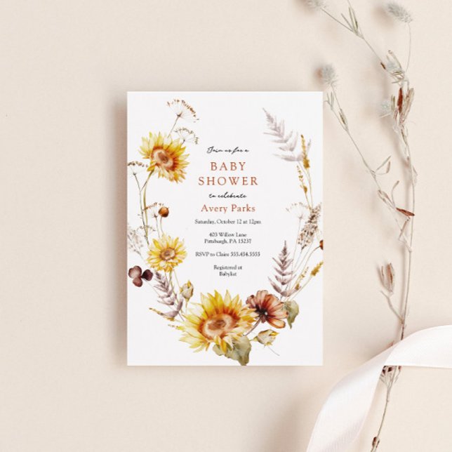 Invitación Foliage de otoño Sunflower Baby Shower (Subido por el creador)