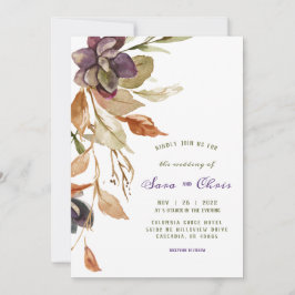 Invitación Foliage de otoño y exitoso | Acuarela púrpura
