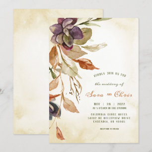 Invitación Foliage de otoño y exitoso   Tan acuarela