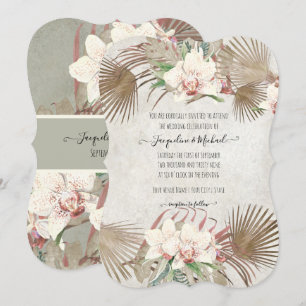 Invitación Foliage de Palmilla Floral Orquídea Tropical