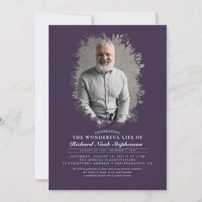 Invitación Foliage de primavera Foliage Silhouette Funeral Fo (Anverso)