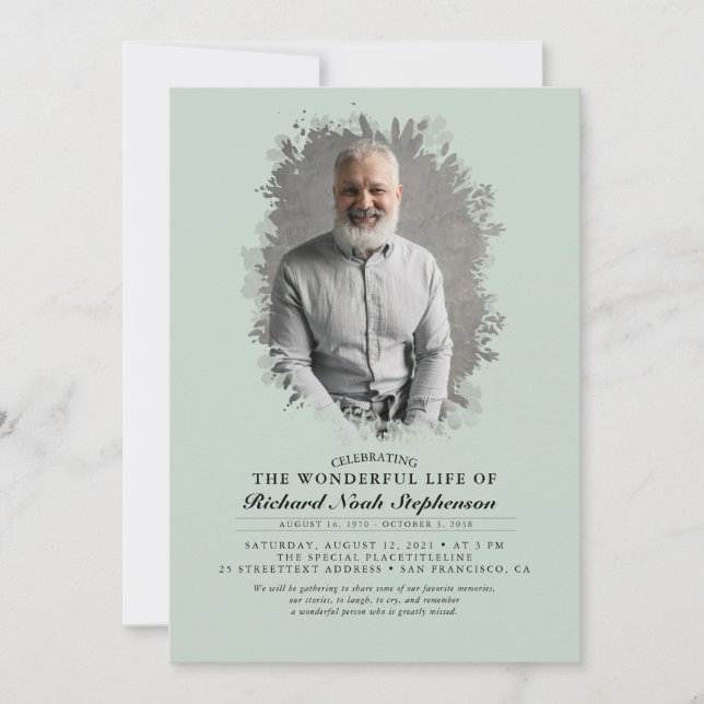 Invitación Foliage de primavera Foliage Silhouette Funeral Fo (Anverso)