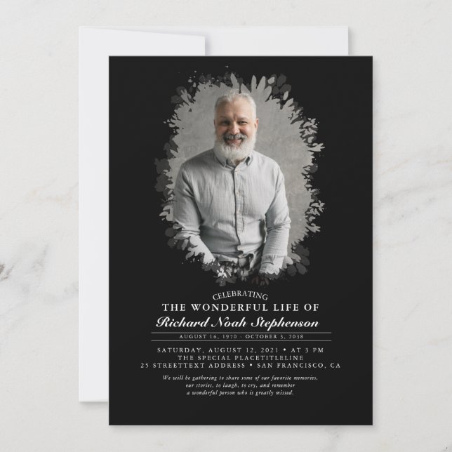 Invitación Foliage de primavera Foliage Silhouette Funeral Fo (Anverso)