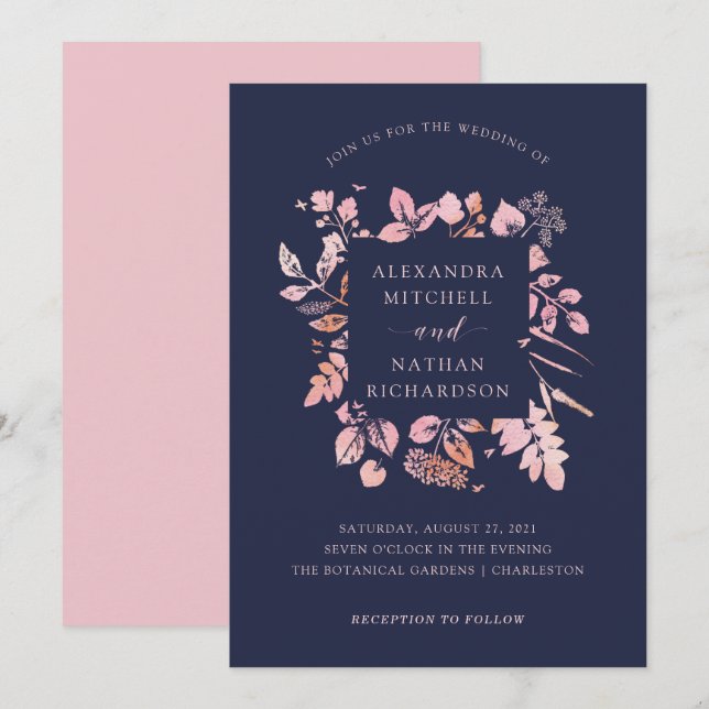 Invitación Foliage de Rubor | BODA (Anverso / Reverso)
