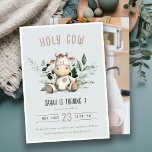 Invitación Foliage de vaca sagrada Dusky Blue Photo Kids Cump<br><div class="desc">Si necesita cualquier otro producto o personalización que coincida,  por favor envíe un mensaje a través de Zazzle.</div>