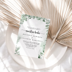 Invitación Foliage del clásico eucalipto verde Nuestra Boda